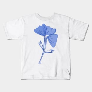 3 poppies & 1 face - shades of blue Kids T-Shirt